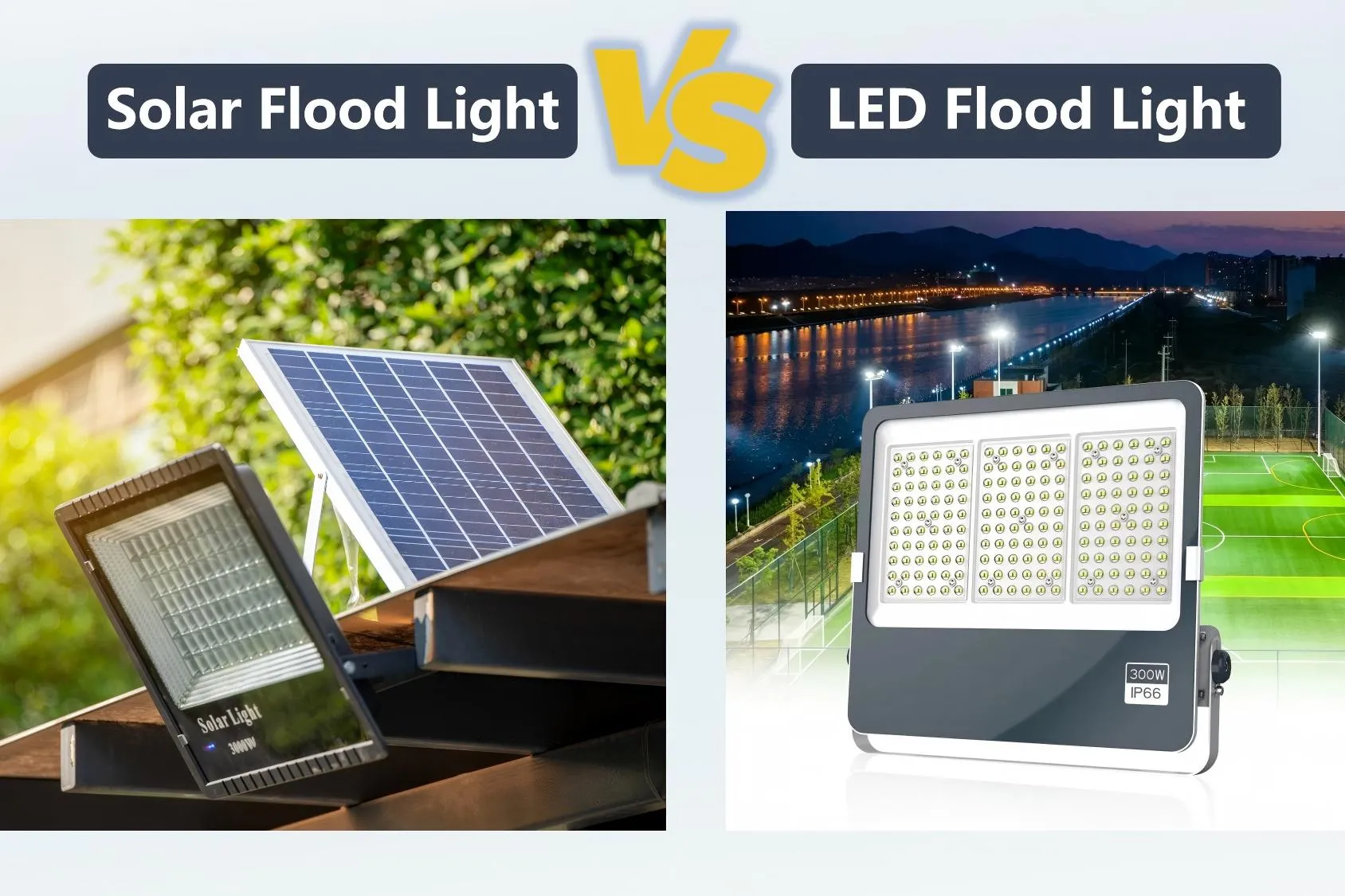 Llum d'inundació LED contra llum d'inundació solar: avantatges, contres i mil...